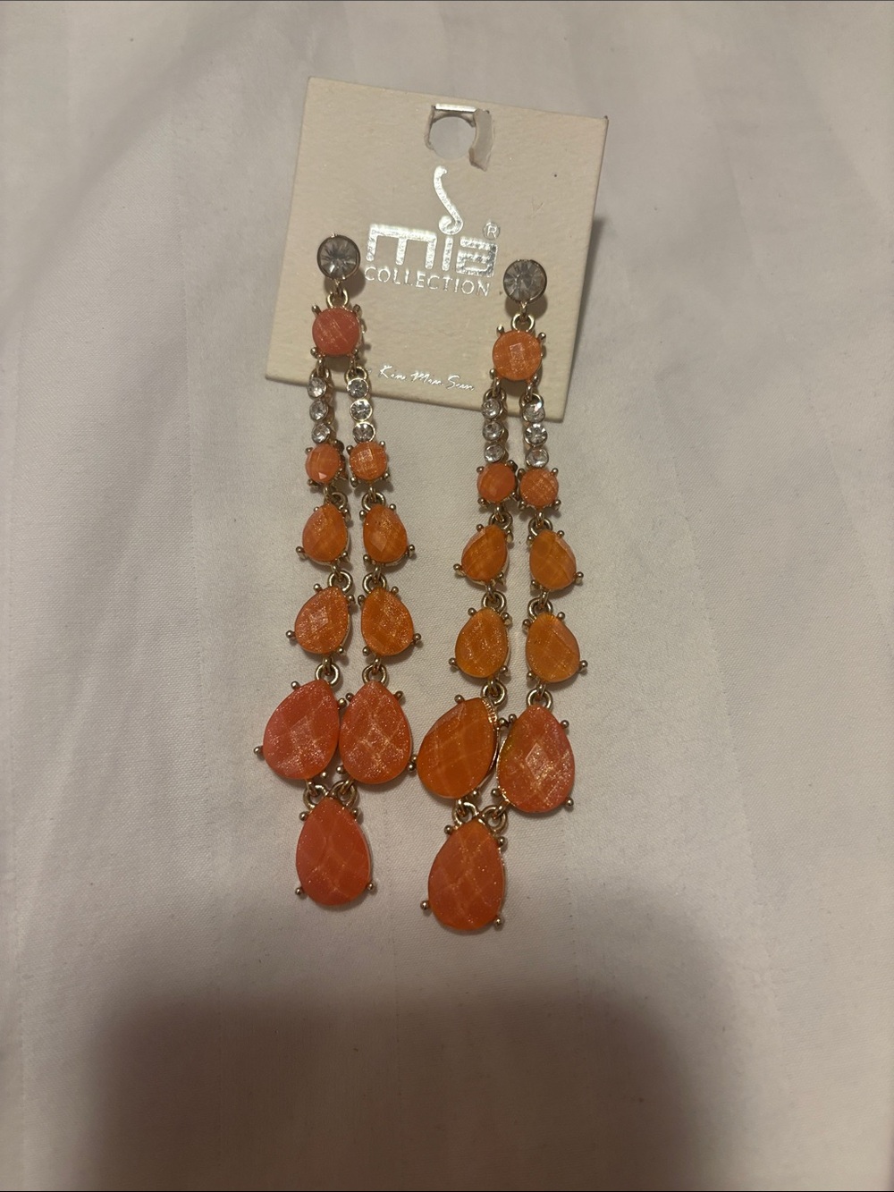 Orange Teardrop Dangle Earrings